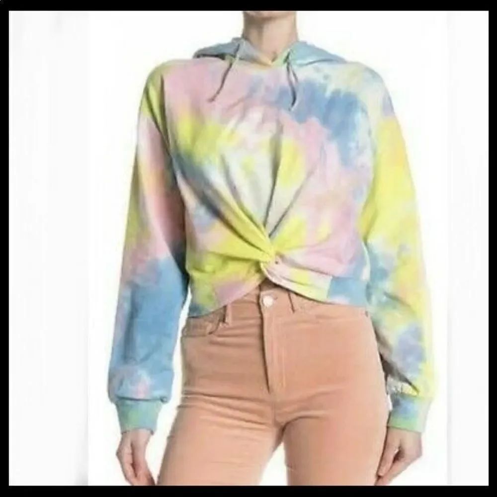 Abound Twisted Front Tie Dye Cropped Hoodie